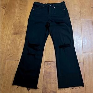 Express 90’s Boot Mid-Rise Jeans Size 2S Distressed Details Relaxed Raw Hem